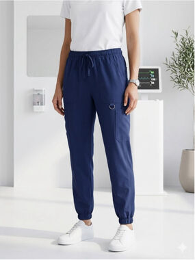 SPLASH Navy Blue Jogger Scrub Pants Womens Small Cargo Pockets Elastic Waist S
